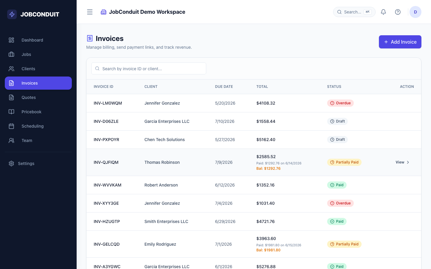 JobConduit Invoices