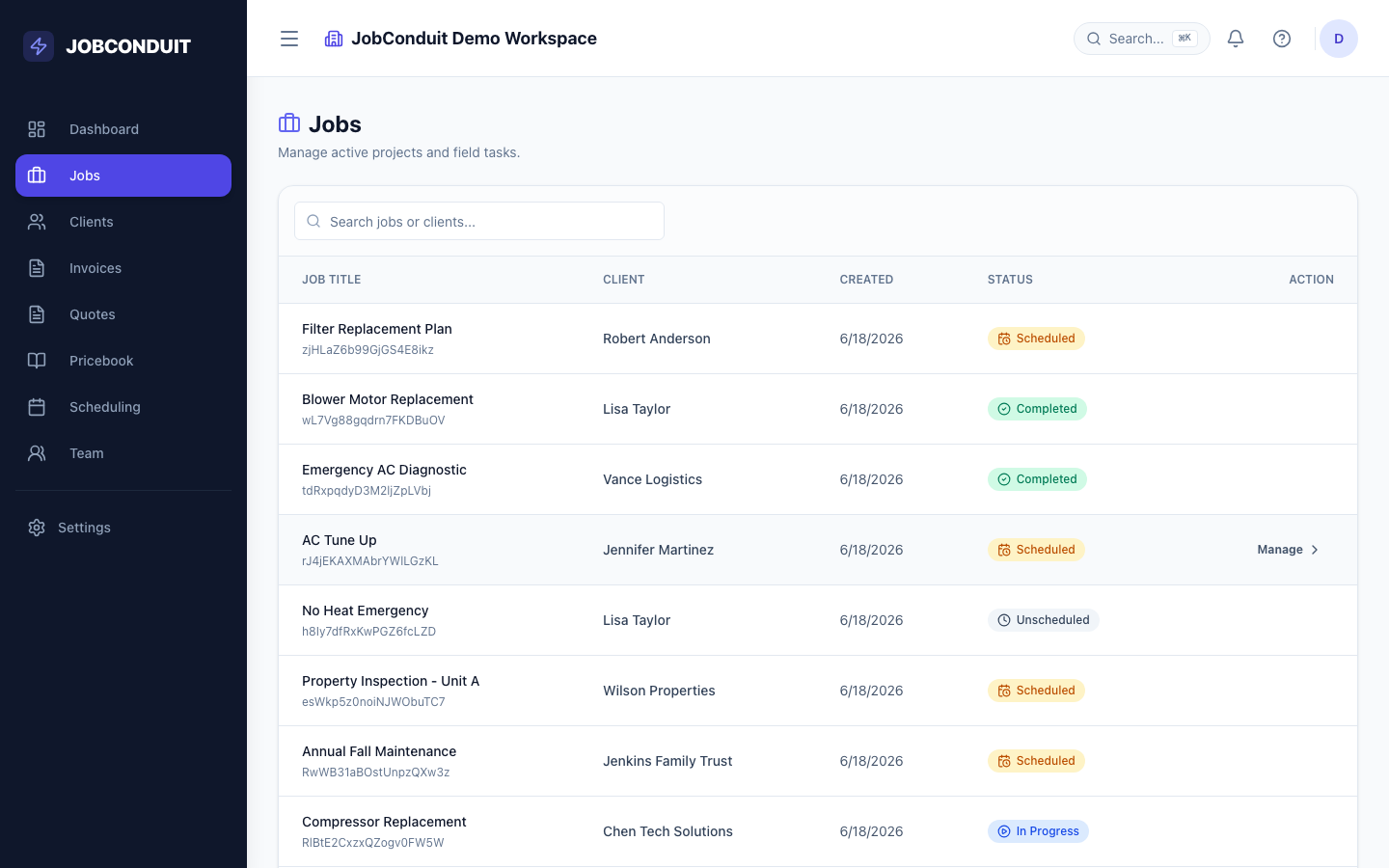 JobConduit Active Jobs Tracker