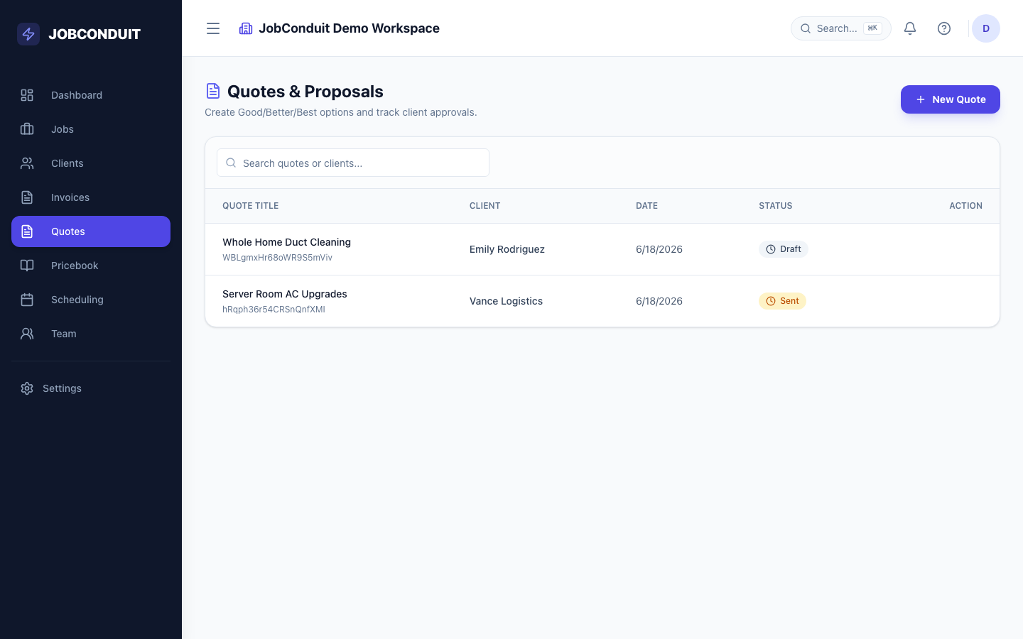 JobConduit Dynamic Quoting