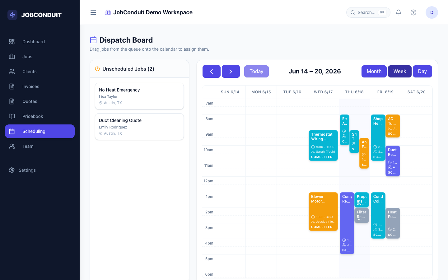 JobConduit Drag and Drop Scheduling